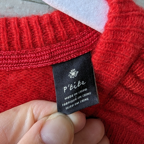 POUR LES BON VIVANTS Red Maison Scotch Knit Cardigan Sweater Size Small P'tite - Picture 3 of 5